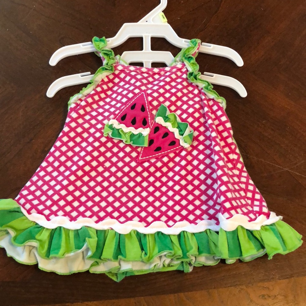 Watermelon baby girl dress with bloomers!